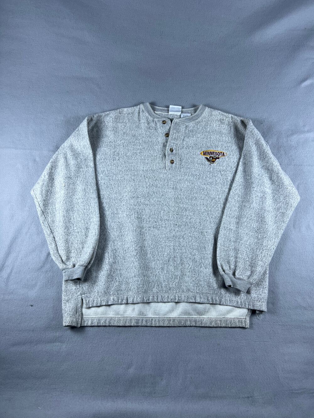 Minnesota Golden Gophers Sweater Size Large Henley Button Up Longsleeve 90s